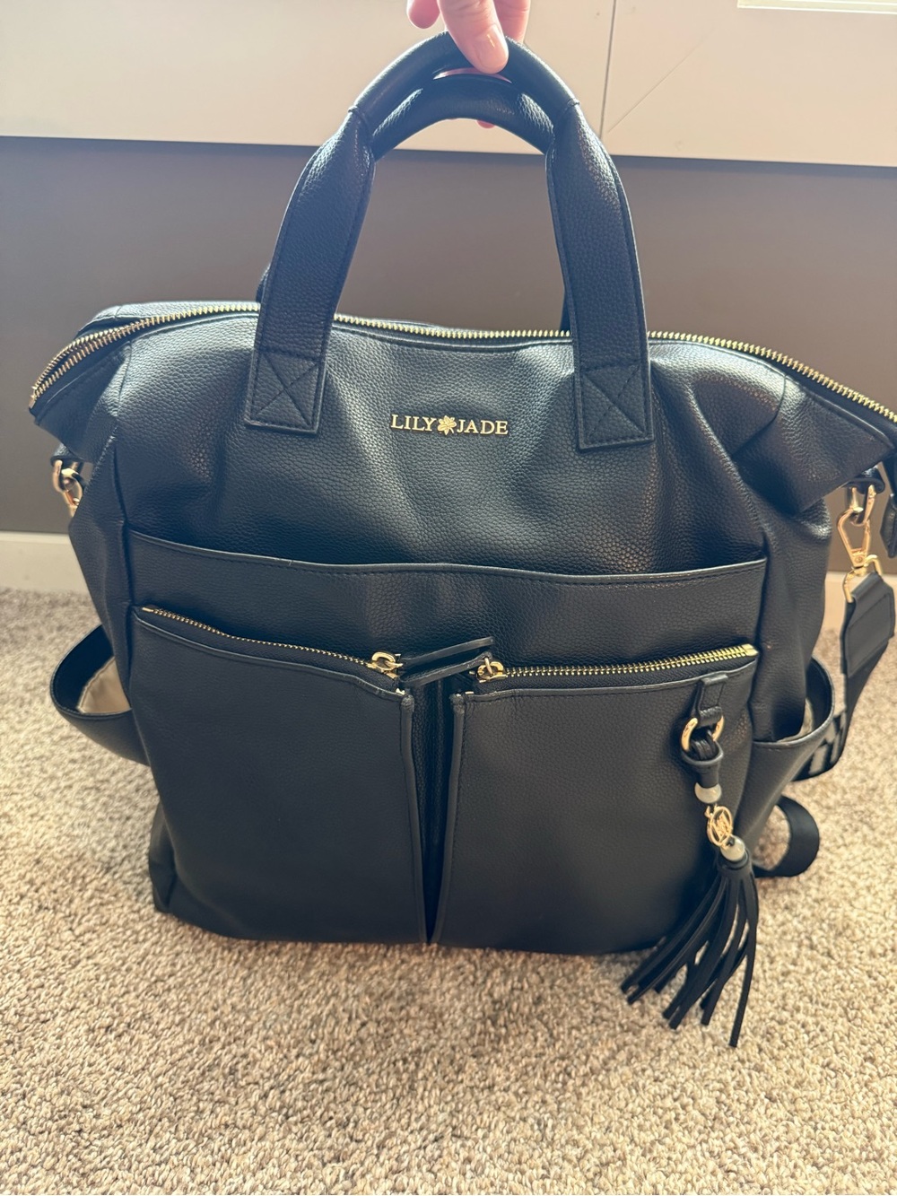 Lily Jade Black Caroline Vegan Leather Convertible Backpack Tote